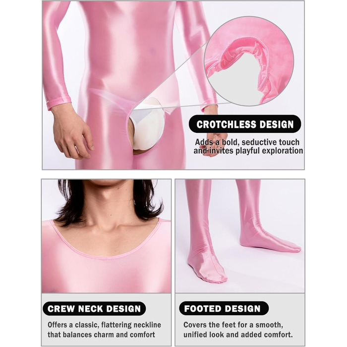 Комбінезон чоловічий AIEOE з відкриттям спереду, прозорий, рожевий, розмір EU S