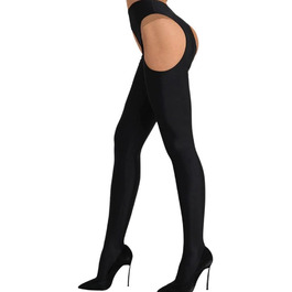 Чорні панчіх-зачіпники Miss O з поясом XL