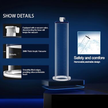 Пумпа для збільшення пеніса: ручна вакуумна помпа з манометром та 6 кільцями, для чоловіків