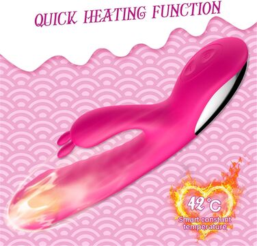 Вібратор G-Punkt Klassischer Rabbit з підігрівом, 10 режимів, тихий, для жінок (рожевий)