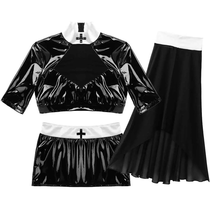 Костюм для ролевих ігор GRRKDFQ: сексуальний комплект з топом та спідницею, чорний, XXL