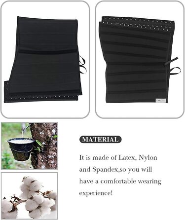 Корсет для талії YIANNA з латексу, довге тіло, під грудьми, чорний, 17 сталевих кісточок, розмір L