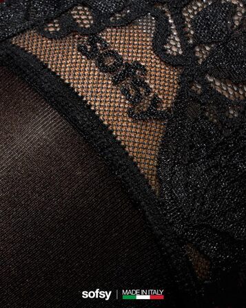 Штани з мереживом Halterlose, 60 Den, еластичні, з силіконом, сертифіковані OEKO-TEX, Made in Italy, чорний (XL)