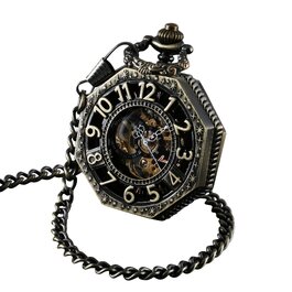 Чоловічий кишеньковий годинник ShoppeWatch з ланцюжком, механічний з ручним заводом, вінтажний стиль стімпанк (бронза), аксесуар для костюма 1920-х років
