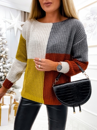 Жіночий светр oversize з кольоровими блоками – модний пʼятак (patchwork), мʼякий та теплий