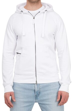 Чоловіча толстовка на блискавці з капюшоном Happy Clothing — теплий худі з флісом, бавовняна суміш, Regular Fit, білий (S-5XL)