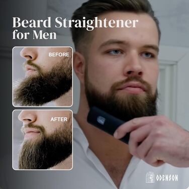 Випрямляч для бороди Odenson Beard Forger – бездротовий підігрівальний гребінець для догляду за бородою, 4 температурні режими, акумуляторний