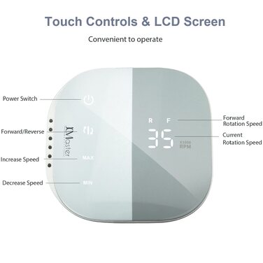 Професійний електричний апарат для манікюру та педикюру JCMaster TouchPro+ 35000 об/хв, набір для моделювання гелевих та акрилових нігтів з 4 фрезами та сенсорним керуванням
