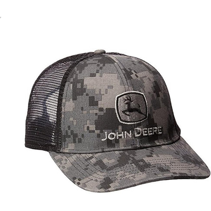 Чоловіча кепка John Deere Digital Camo з сіткою та вишивкою, універсальний розмір, чорна