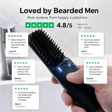 Випрямляч для бороди Odenson Beard Forger – бездротовий підігрівальний гребінець для догляду за бородою, 4 температурні режими, акумуляторний