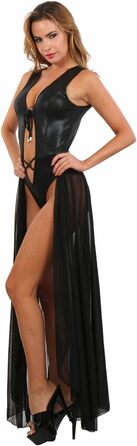 Сукня MISS NOIR довга з вбудованим боді та спідницею з тюлю – сексуальна вечірня сукня для клубу, ефект гліттеру (L-XL, чорна)