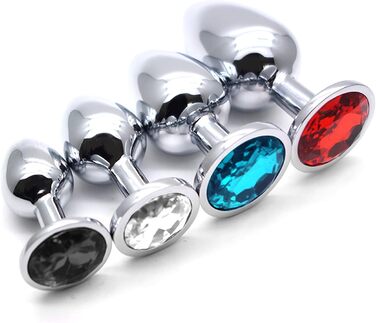 Набір анальних пробок 4 шт. Super Groß zu Klein, срібло, метал, для початківців, жінок, чоловіків, пар