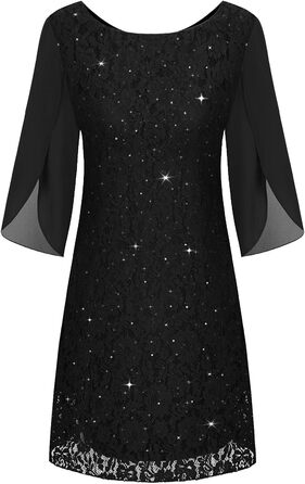 Чорна сукня для вечірнього виходу: коктейльна, з паєтками та мереживом, розмір XXL