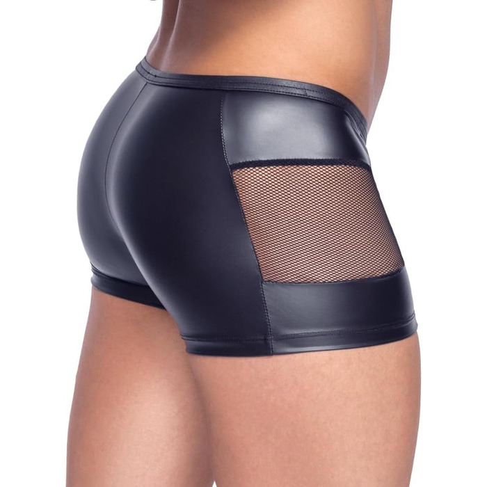 Чоловічі боксери Orion з фронтальним ґудзиком, сіткою та ефектом латексу, чорні (M)