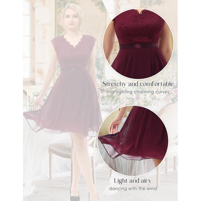 Сукня коктейльна Dressystar жіноча бордового кольору, довжина міні, для вечірки та весілля