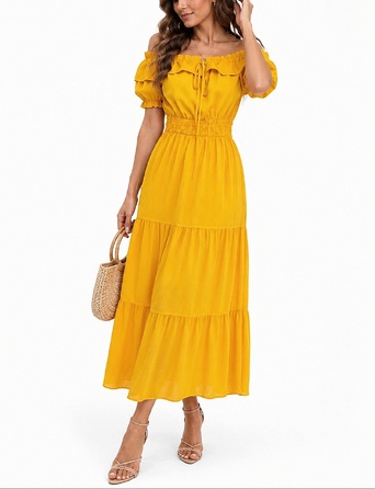 Жовта сукня maxi-хіспанка babydoll, елегантна, ХІТ XXL