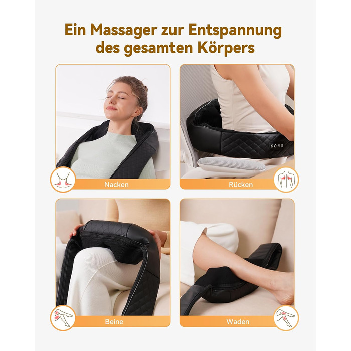 Масажер для шиї та плечей KNQZE з інфрачервоним підігрівом та 4D Shiatsu масажем для спини
