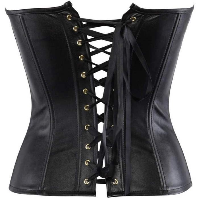Комплект сексуальної білизни: нічна сорочка, корсет, топ, чорний, штучна шкіра, стимпанк, на блискавці, для фігури, великі розміри