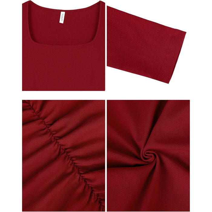 Жіноче обтисле сукня-футболка Missufe, червоне, довгий рукав, базова модель, XS