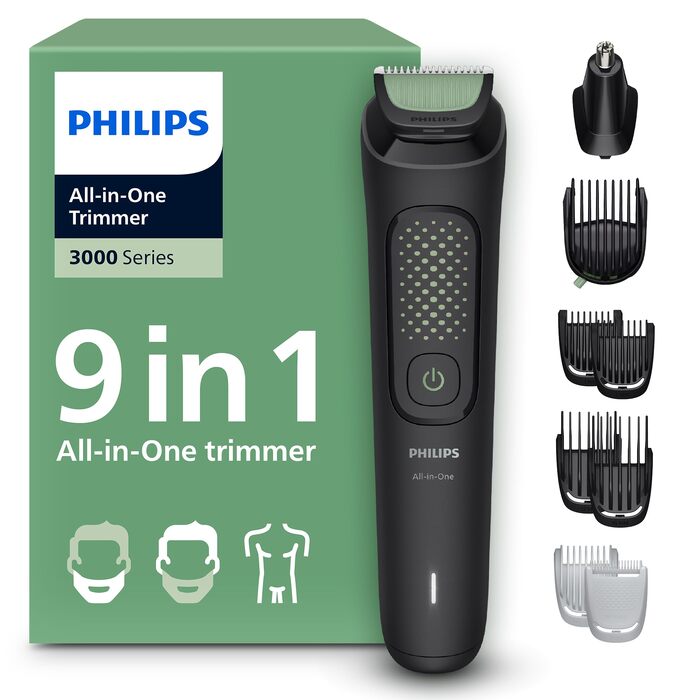 Універсальний тример Philips Multigroom 3000 серії 9-в-1 MG3946/15 для обличчя, голови та тіла, 12 налаштувань довжини