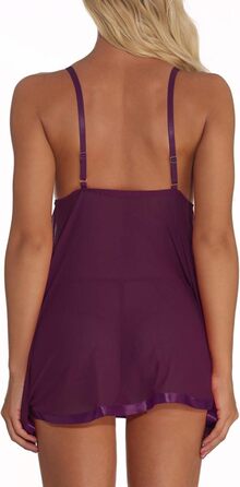 Сексуальна спідня білизна для жінок curvy: мереживний комплект ніжної білизни з лаком, babydoll, нігліж, великі розміри (5XL), фіолетовий