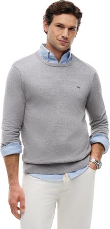 Чоловічий бавовняний джемпер Tommy Hilfiger Essential Cotton Crew Neck сірого кольору (Medium Grey Heather), розмір 3XL