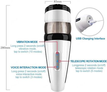 Електричний мастурбатор для чоловіків з 5 телескопічними функціями та 10 режимами вібрації. Автоматичний мастурбатор для чоловіків - секс-іграшка