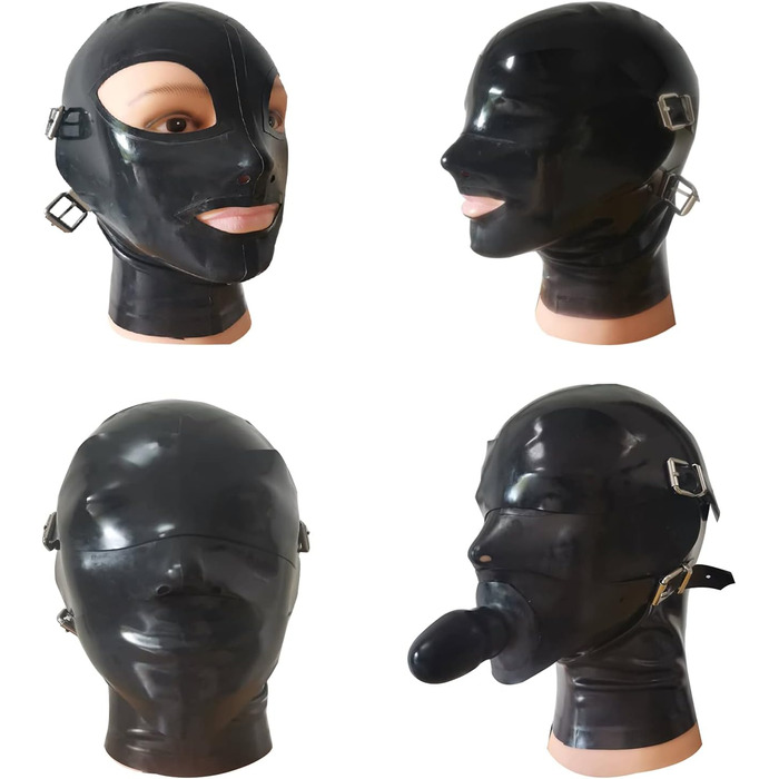 Латексна маска, гумовий дildo, SM-фетиш, плуг для пеніса, бондж, маска для рольових ігор