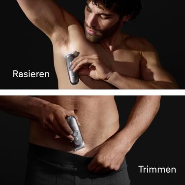 Тример для тіла та інтимних зон Braun Bodygroomer Series 7 BG7555, сірий — водонепроникний бездротовий чоловічий голений апарат з 8 насадками та чохлом