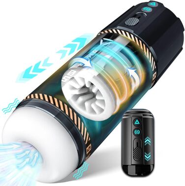 Електричний секс-іграшка для чоловіків: вібраційний статевий мультик з 3D-вагіною, чорний, XXL