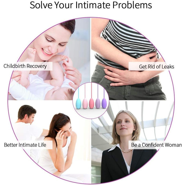 М'ячики для тренування м'язів тазу (5 шт.) для жінок – для контролю сечовипускання та вправ для м'язів тазу – повний набір для початківців та досвідчених