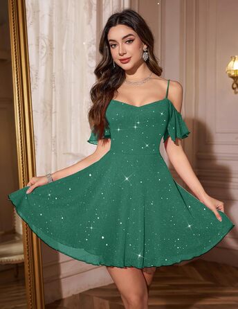 Сукня вечірня бальна з відкритими плечима Meetjen, A-силует, м'ятний колір, розмір L