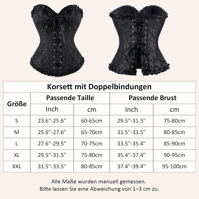 TRIWORKS Корсетний топ для жінок: корсеж, шнурівка, бюстгальтер, корсет, сатин, мереживо, для карнавалу та Різдва, S-XXL, чорний та червоний XL