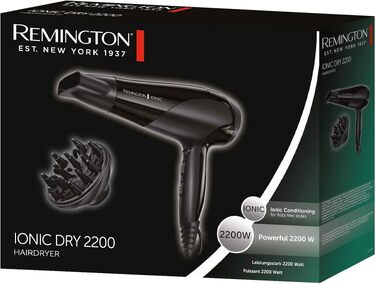 Фен для волосся Remington D3199 з іонізацією та керамічним покриттям, 2200 Вт, білий (дифузор та вузький сопло в комплекті)
