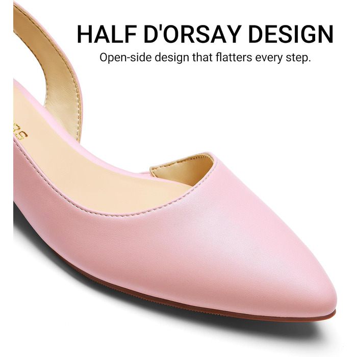 Жіночі туфлі-балетки Dream Pairs Slingback з відкритим каблуком, світло-рожеві, розмір 43 EU