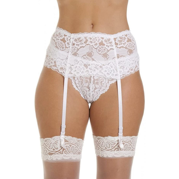 Пояс Silky Sexy Straps, червоний або білий, широкий, з мережива (M)