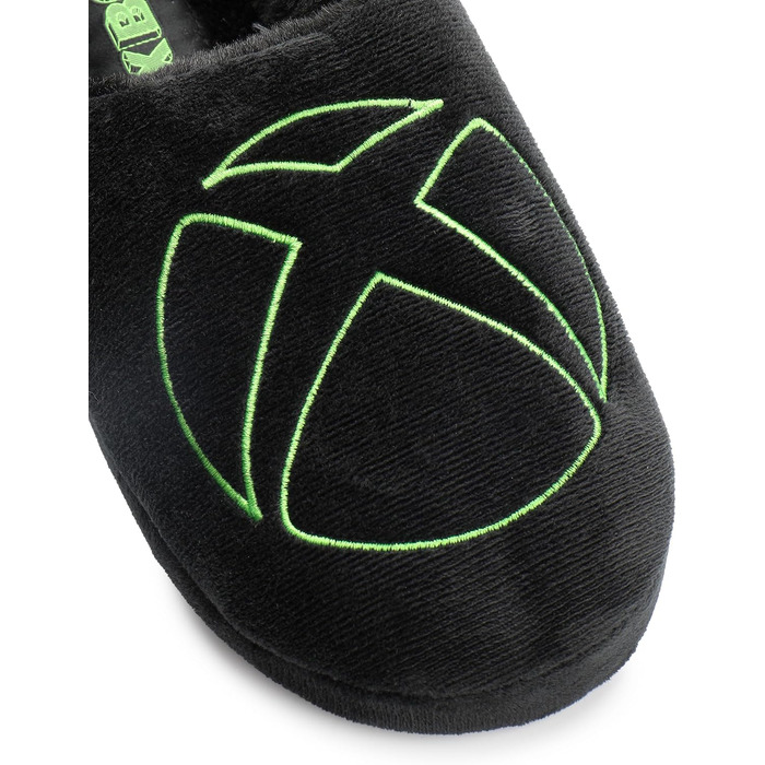 Чоловічі капці Xbox Slip-On з ігровим логотипом, чорний велюр з хутряною підкладкою та гумовою підошвою, розмір 43/44.5 EU