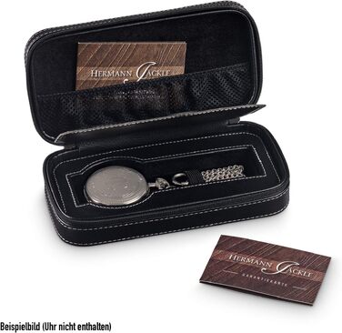 Чоловічий кишеньковий годинник Hermann Jäckle Koblenz II Big Date Quartz 50 мм з великою датою, ланцюжком та дорожнім футляром