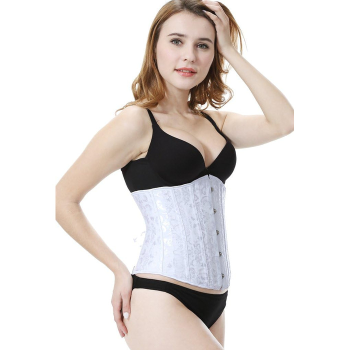 Корсет Everbellus для жінок з 24 сталевими ребрами, для схуднення, корсаж, пояс, під грудьми, без ребер, мідер (S, білий)