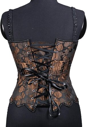 Жіноче корсетне бюстєль Overbust з бретелями, готичний стиль, корсет-топ, сексуальний корсет, карнавальний костюм, топ для корекції фігури (колір: коричневий, розмір: XS)