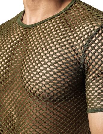 Чоловіча футболка JOGAL з еластичною сіткою, прозора, короткі рукави, армійний колір (L)