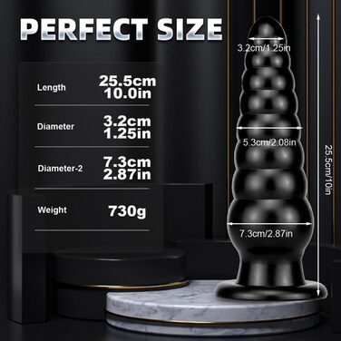 Анальні секс-іграшки YXBLV - великий плагін з сильною присоскою, гнучкий дилда, стимулятор G-точки, 25.5 см, чорний