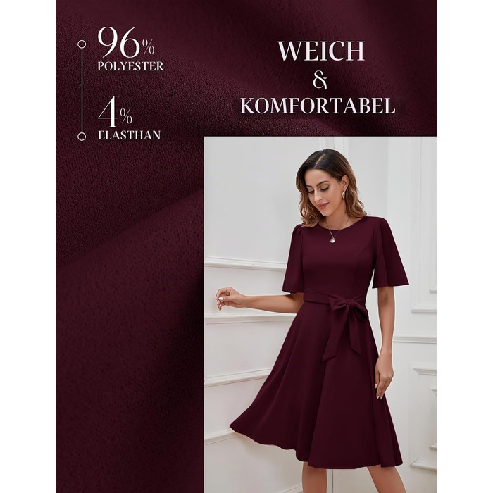 Сукня коктейльна Bbonlinedress жіноча з коротким рукавом, довжини міді, бордового кольору з поясом, для вечірок та весіль