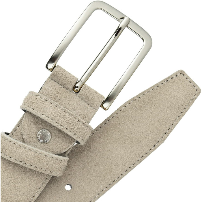 Рімень зі справжньої шкіри (wildleder) унісекс, Made in Italy, бежевий, ширина 3.5 см, розмір 115 (50-52)