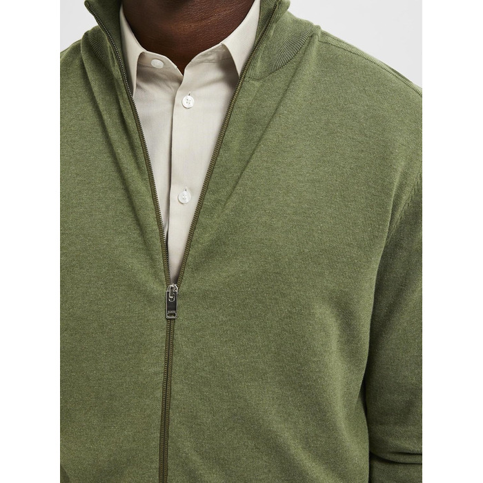 Чоловічий в'язаний кардиган на блискавці SELECTED HOMME, колір Vineyard Green (меланж), розмір L