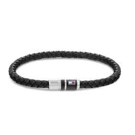 Чоловічий плетений шкіряний браслет Tommy Hilfiger (чорний)