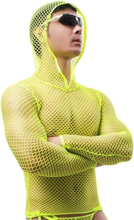 Чоловічі прозорі футболки з капюшоном, сітка, довгі рукави, фітнес, спорт, клубний стиль, для танців, білий M