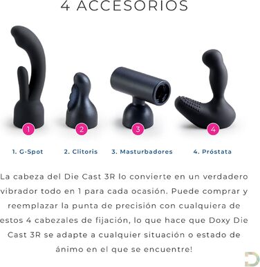 Масажер для тіла Doxy Die Cast 3 - жіночий вібратор, перезарядна Magic Wand, рожевий