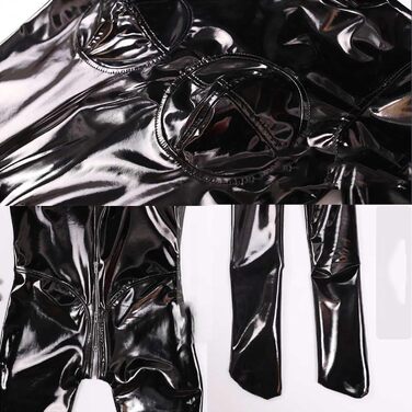 Жіночий латексний комбінезон з блискавкою для сцени та відпочинку, обтягуючий, чорний (M)