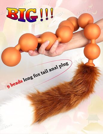 Анальні кульки з силікону JudeCP з фіолетовим хвостиком (9 кульок), анальні пробки, сексуальні іграшки для пар, косплей, SM (Золото)